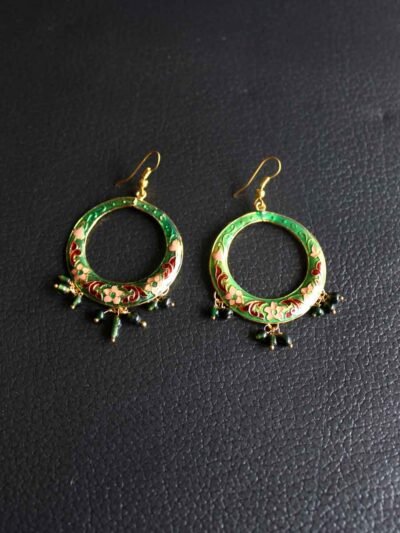 green-meenakari-big-earrings