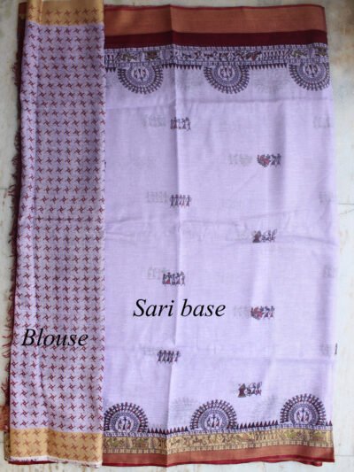 mauve-warli-linen-sari-blouse