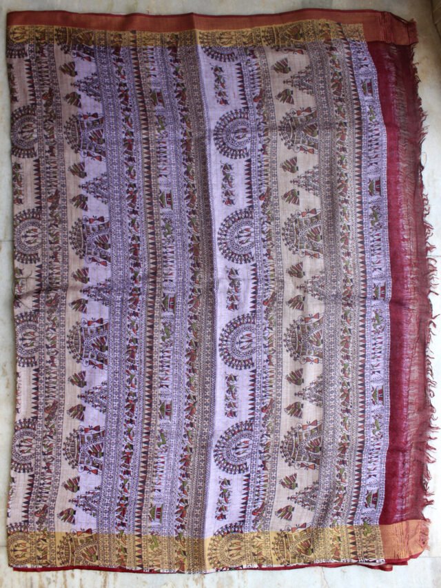 mauve-warli-linen-sari-palla