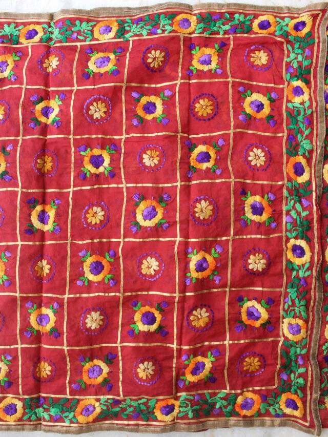 multicolour-gota-patti-phulkari-red-chanderi-dupatta