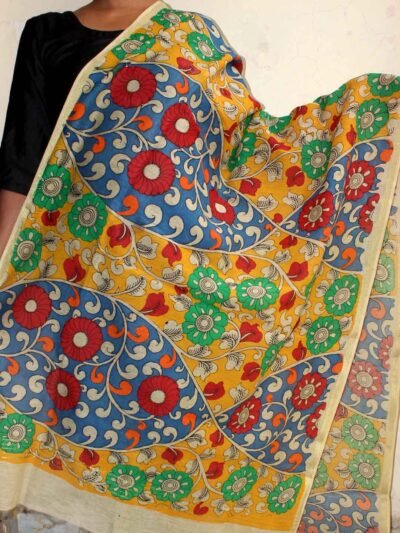 multicolour-handpainted-kalamkari-chanderi-dupatta-shilphaat