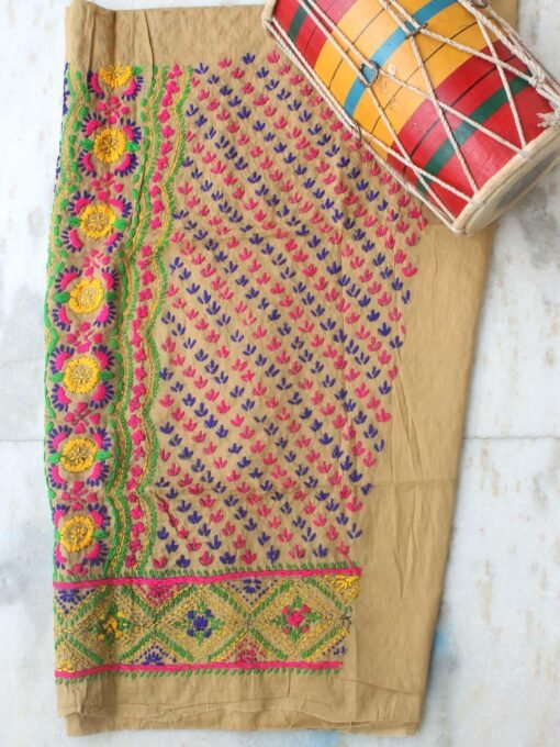 multicolour-phulkari-embroidered-fawn-brown-salwar-fabric