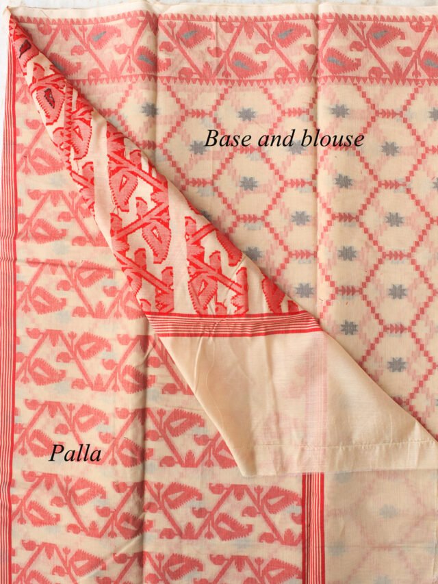 off-white-and-red-banarasee-sari