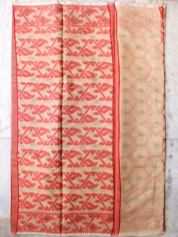off-white-and-red-polycotton-banarasi-sari