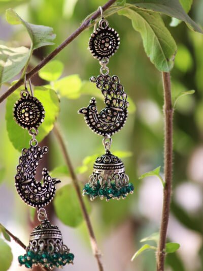oxidized-real silver-dangler-earrings