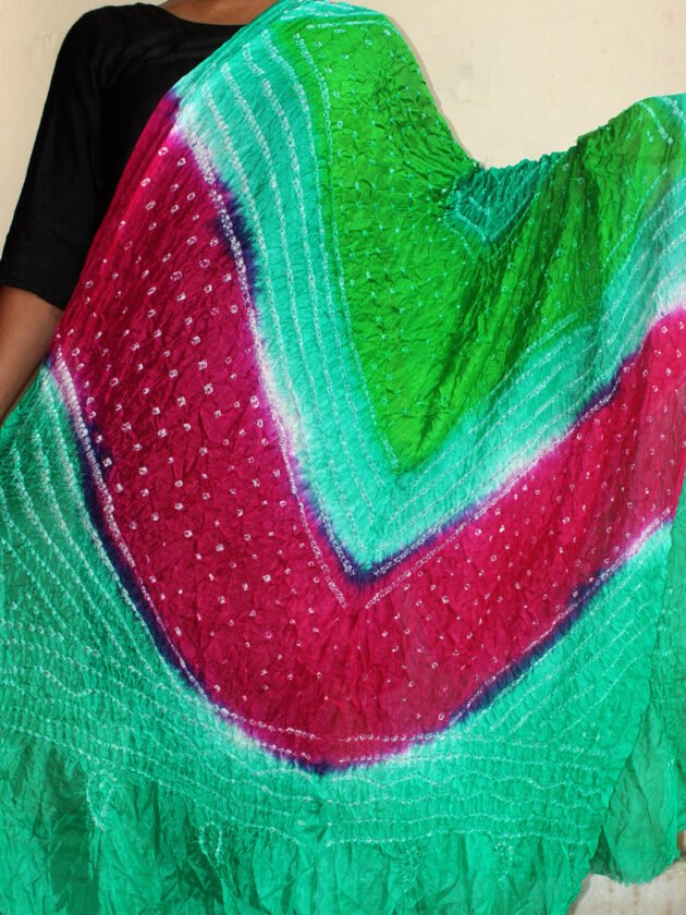 pink-and-green-polysilk-bandhani-duppata