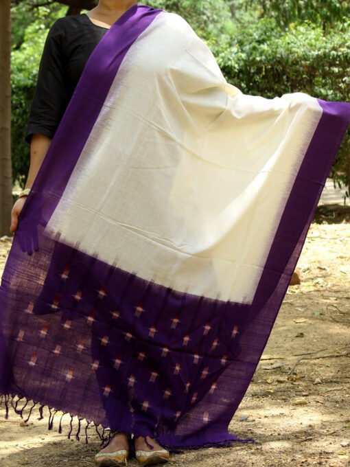 purple-border,-ivory-ikat-cotton-dupatta