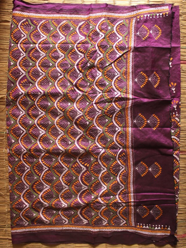 purple-kanthawork-silk-sari