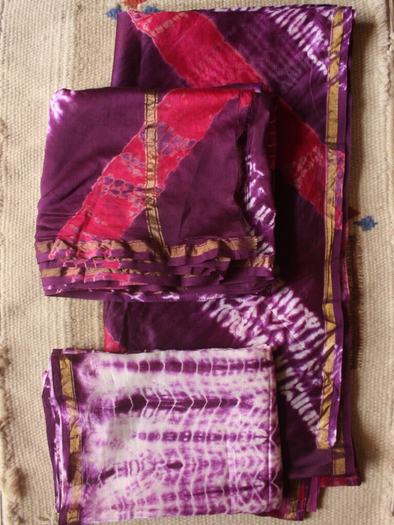 Purple - Shibori Tie-Dye Chanderi Silk Handloom Fabric
