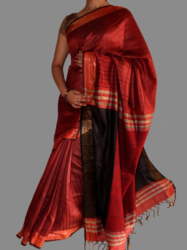 red-and-black-Handloom-silk-cotton--saree