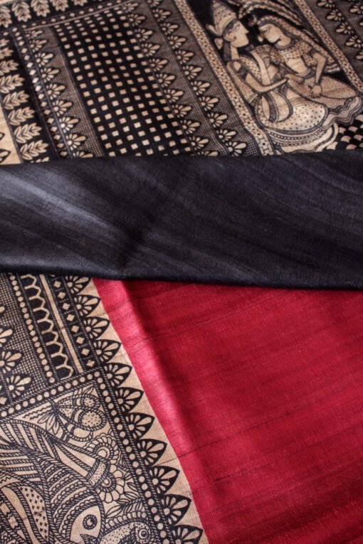red-and-black-madhubani-tassar-silk-sari