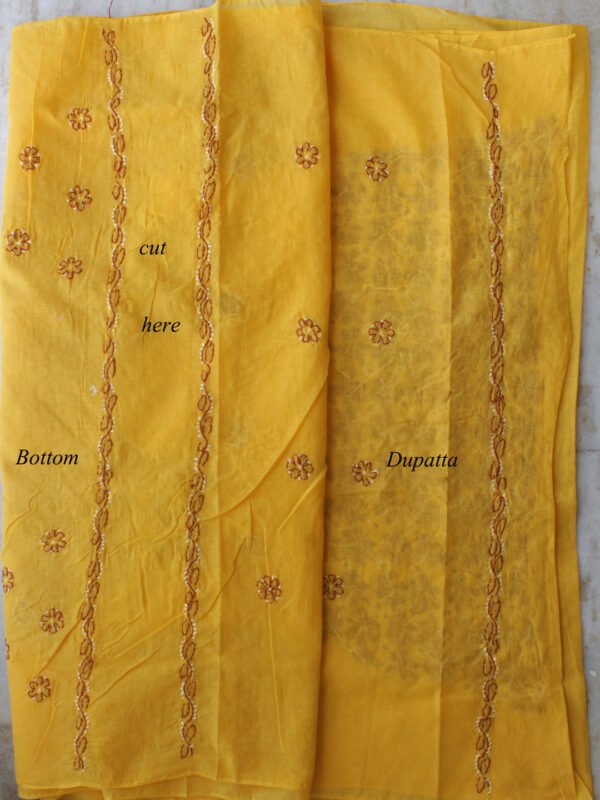 Red Chikankari on Yellow 3pc Cotton Suit – Shilphaat.com
