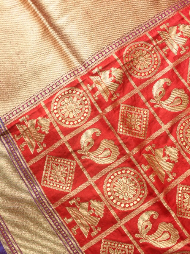 red-figurine-motif-banarasi-art-silk-dupatta