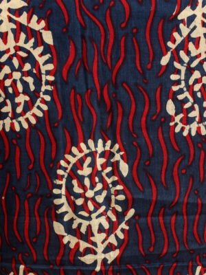 Red, White, Blue Block-Printed Cotton Kurta Fabric – Shilphaat.com
