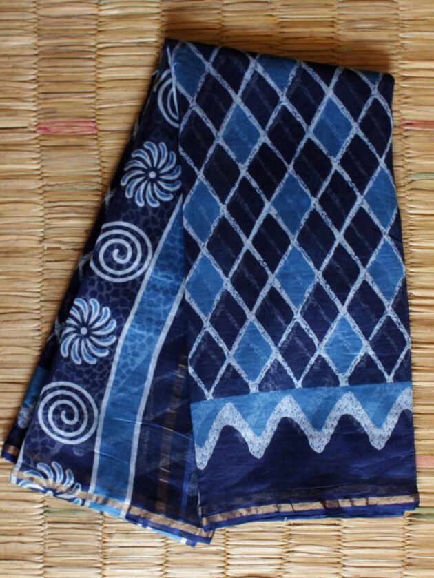 rhomboid-indigo-chanderi-silk-cotton-saree