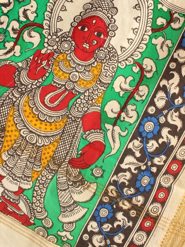 tree-pen-kalamkari-handpainted-off-white-cotton-dupatta