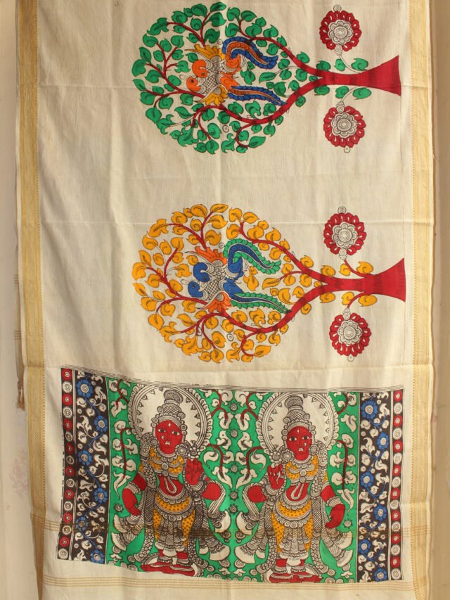 tree-pen-work-kalamkari-zari-border-cotton-dupatta