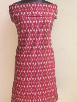 wINE-RED-pochampally-ikat-merceized-cotton-kurta-fabric