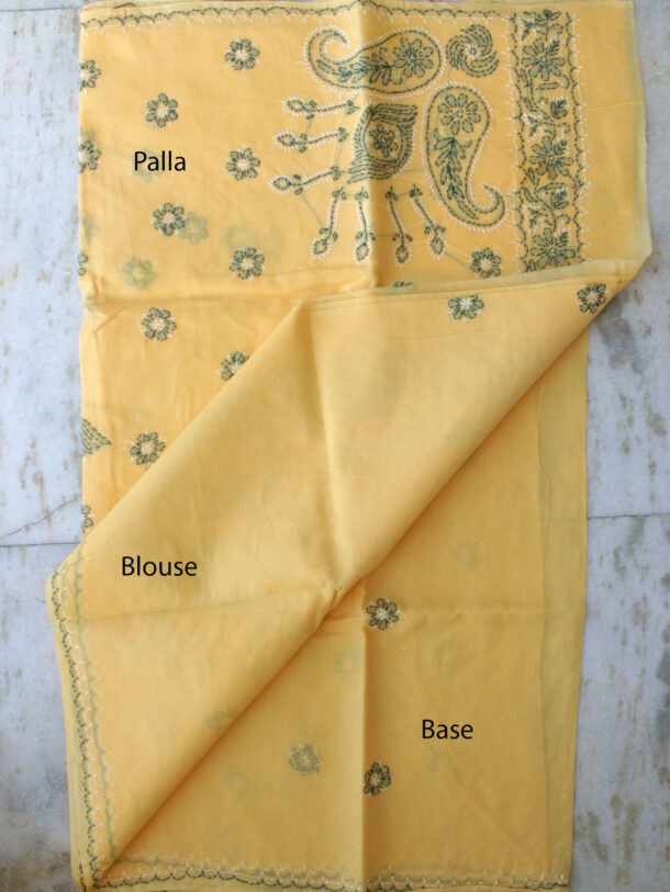 yellow-and-green-lucknow-chikankari-Saree