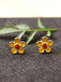yellow-flower-silver-earrings