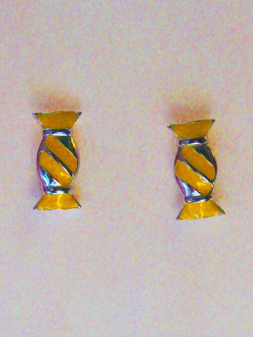 yellow-toffee shape kids silver earrings