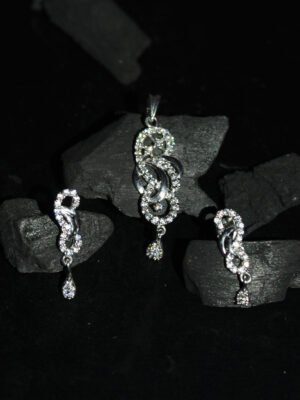 zircon fitter pure silver earrings pendant set