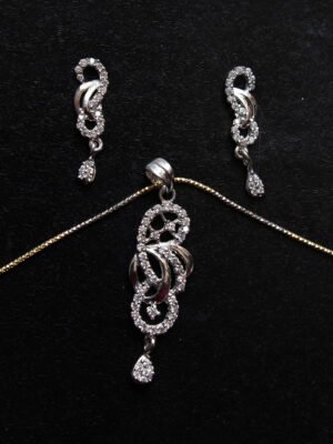 zircon fitter pure silver pendant earrings set
