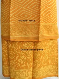 Brownish-yellowblock-print-silk-cotton-dress-material