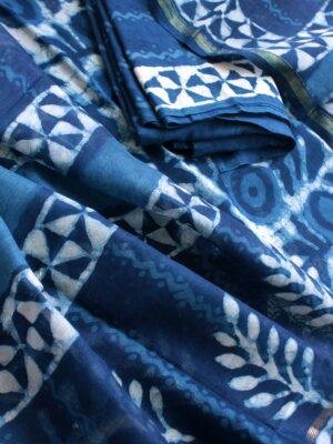 Dabu-indigo-Dabu-printed-chanderi-salwar-suit-set