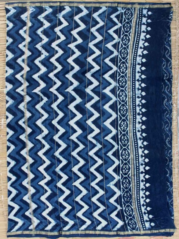 Dabu-indigo-block-printed-silk-cotton-saree shilphaat