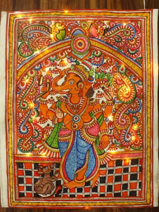 Ganesha-and-Mushak-leather-tholu-bommalata-leather-painting