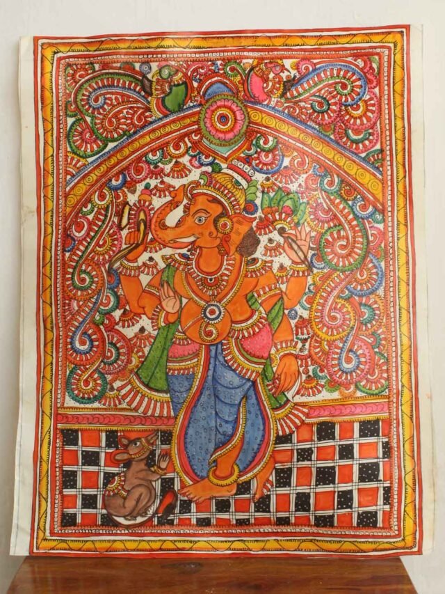 Ganesha-and-mushak-Tholu-Bommalata-Painting