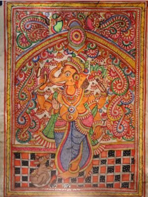 Ganesha-and-mushak-tholu-bommalata-handpainting
