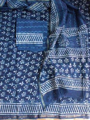 Indigo-block-printed-silk-cotton-ladies-suit-Shilphaat