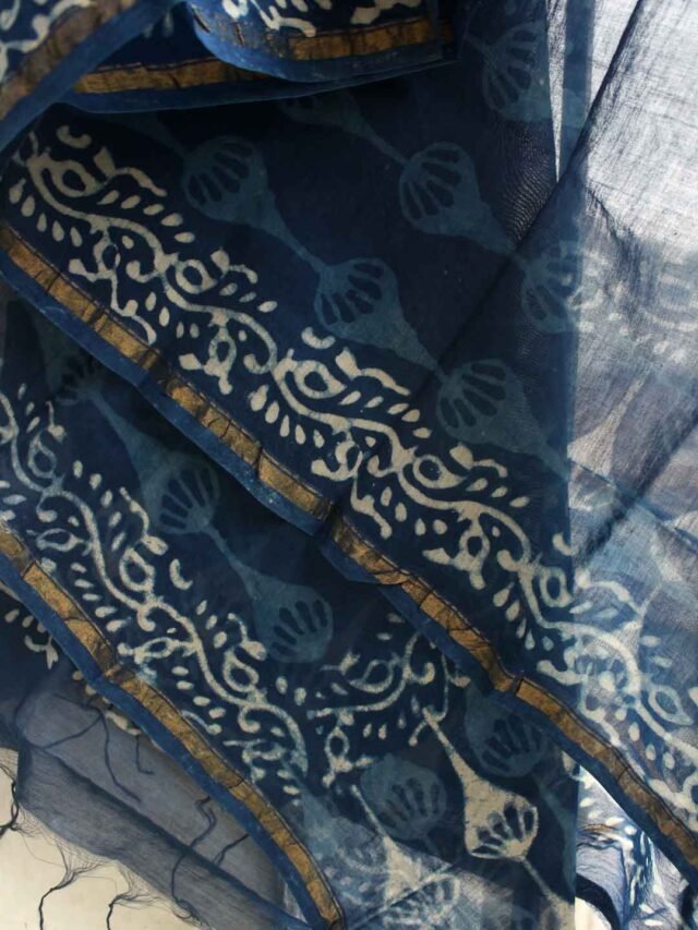 Indigo-dabu-chanderi-dupatta