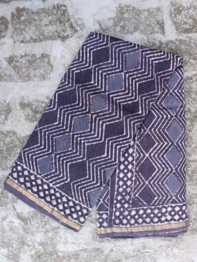 Indigo-grey-block-printed-silk-cotton-saree shilphaat