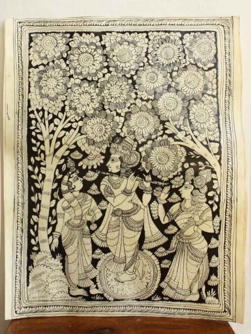 Krishna-with-wives-Tholu--bommalata-painting