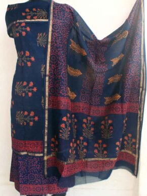 Red-and-indigo-block-printed-chanderi-dress-material