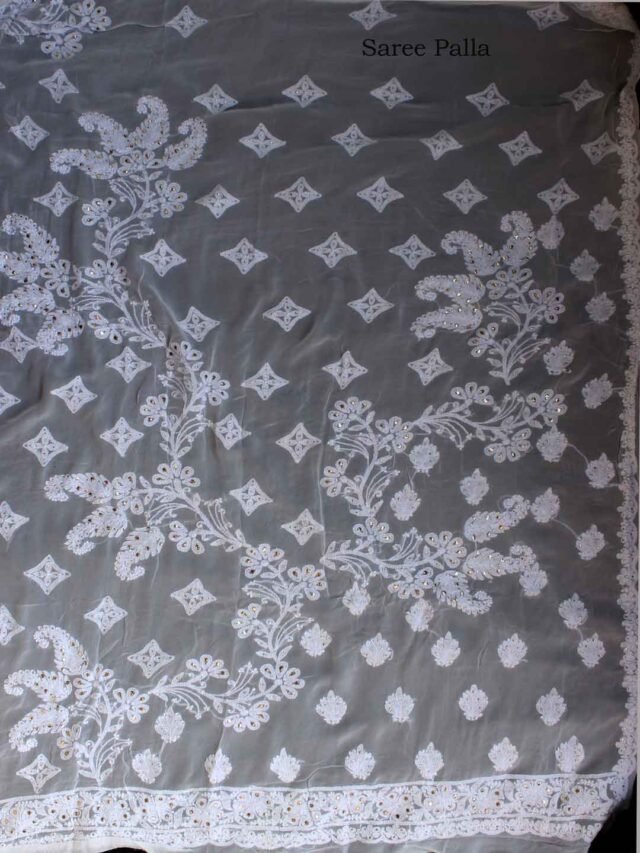 White-badle-work-chikankari-saree