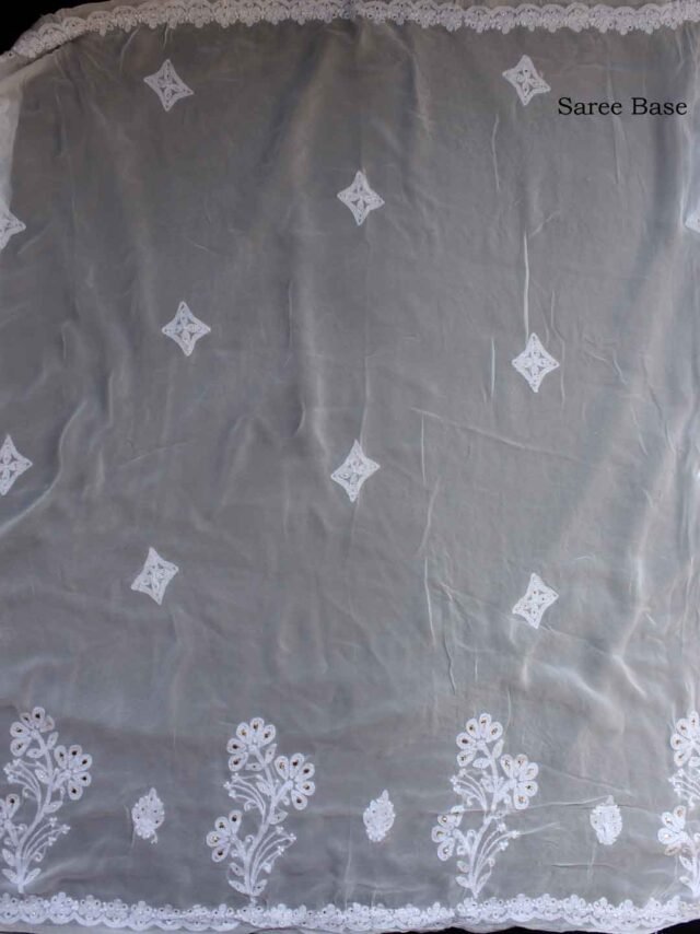 White-chikankari-mukesh-work-saree