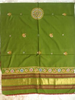 Zari-border-Ahir-embroidery-moss-green-bhujodi-shawl