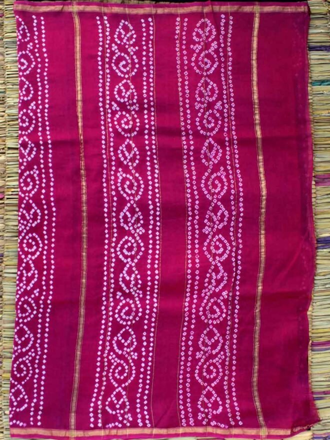 Black and Magenta chanderi Bandhej Sari – Shilphaat.com