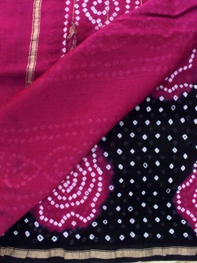 Black-and-magenta-silk-cotton-bandhej-sari