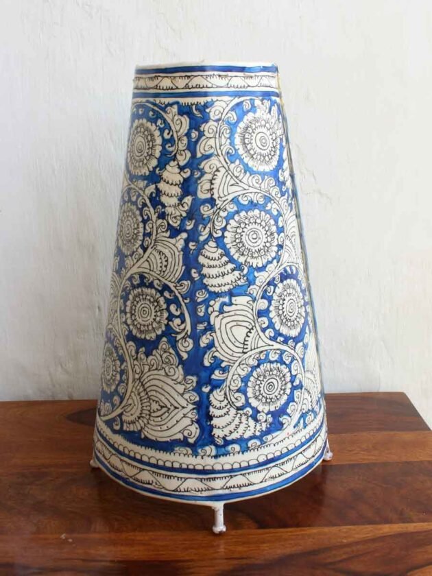Blue-and-white--long-leather-living-room-lamp