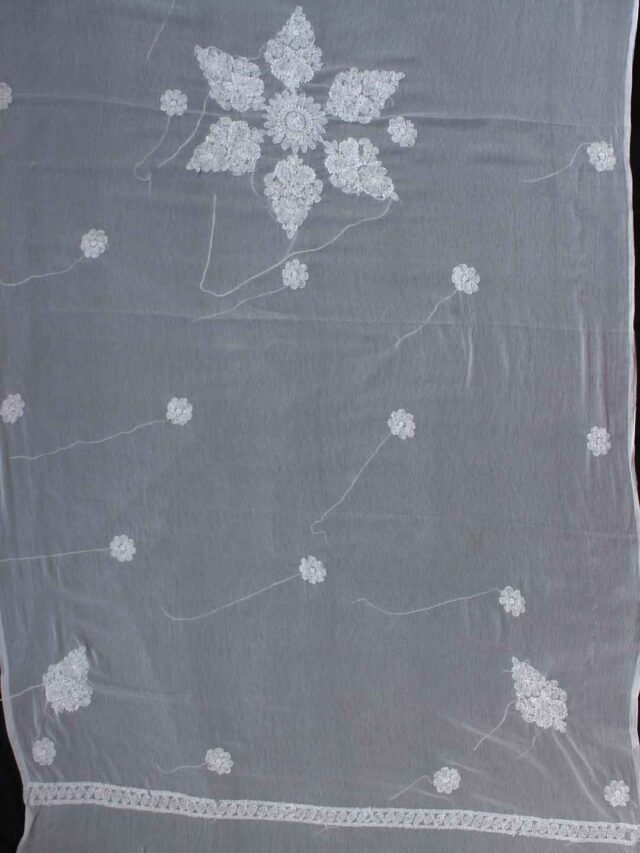 Chikankari-Handembroidered-white-lucknowi-dupatta