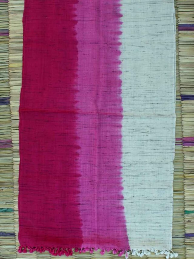 Magenta-pink-and-beige-silk-wool-stole