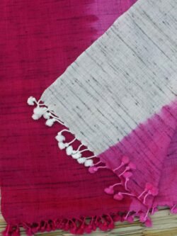 Magenta-pink-and-beige-tussar-wool-stole