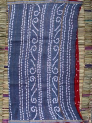 Red-and-grey-silk-cotton-bandhani-sari