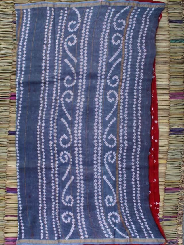 Red-and-grey-silk-cotton-bandhani-sari