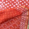 Rust-orange-Block-printed-silk-cotton-saree